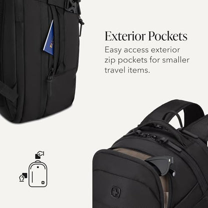 SwissGear Hybrid 30L Travel Backpack, Fits 15 inch Laptop, Men's and Women's, Black - color: Black, size: 30L