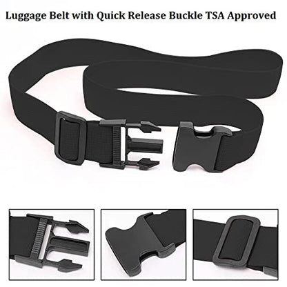 2 Pack Suitcase Straps, Bright Color Adjustable Luggage Belts, TSA Approved (Black) - color: Black