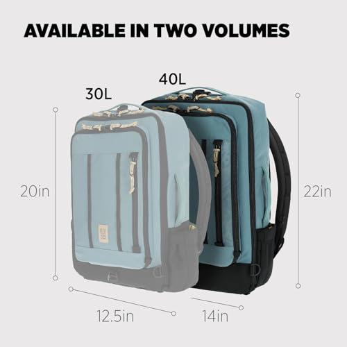 Topo Designs Global Travel Bag – 30L or 40L - Carry-On Compliant Most Airlines, Durable Travel Duffel Bag, Clam Shell Main Pocket, Laptop Sleeve, Backpack, Luggage (40L / Sea Pine) - color: Sea Pine, size: 40L