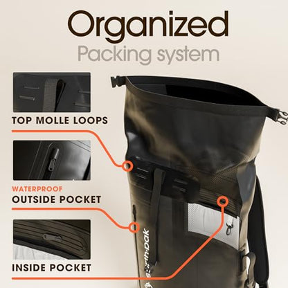 Earth Pak Waterproof Backpack - Heavy Duty Hiking Backpack - Roll-Top Closure Bag - Cushioned Dry Bag Waterproof Phone Case - color: Black, size: 85L
