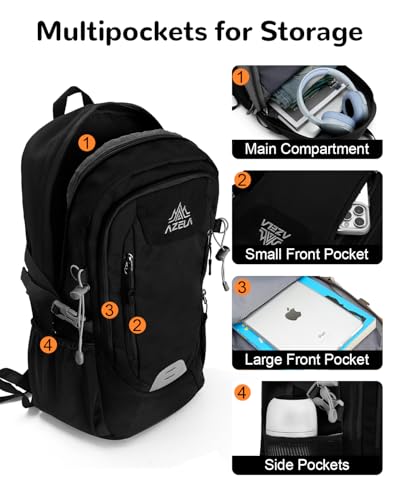 20L Small Reflective Hiking Backpack with Padded Straps for Men, Lightweight Outdoor Daypack, Black - color: Black