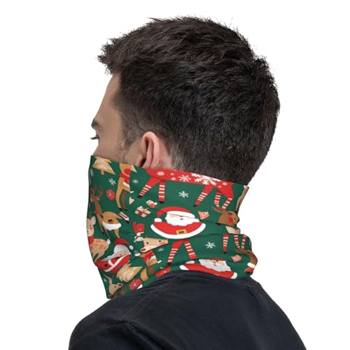 Santa Claus and Christmas Deer Prints Multifunctional Sport Headband – Seamless Stretch Neck Gaiter for Hiking, Biking, Running & Outdoor Activities – Soft, Quick-Dry, No-Fade Design