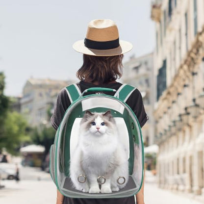 Pet Backpack Carrier,Bubble Backpack Cat Carrier,Pets and Small Dogs,Space Capsule Pet Carrier for Traveling, Walking, Hiking and Outdoor Activities (Dark Green) - color: Dark Green
