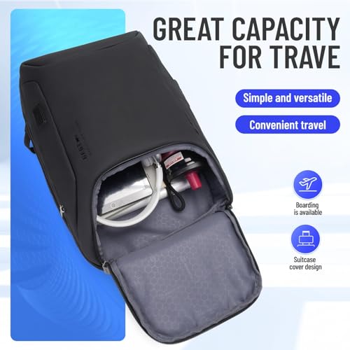 JODEBES Work Backpack, 15.6 Inch Laptop Backpack with USB Charging Port & TSA Lock, Waterproof Travel Carry On Bag for Men Women, Black - color: 20193-black
