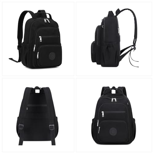Sisipoet Mini Backpack for Women, 2pcs Small Backpack for Ladies Bookbag Purse for Women with Handy Wallet and Luggage Strap, Black - color: Black