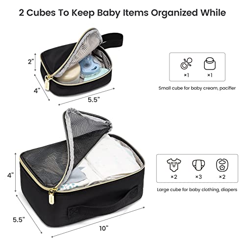 LOVEVOOK Diaper Bag Backpack with 2 Cubes, Quilted Baby Bag with Changing Pad & Pacifier Holder, Waterproof Travel Diaper Bags for Baby Boys Girls, Stylish and Large Capacity,5PCS Set, Black - color: Black-5pcs Set