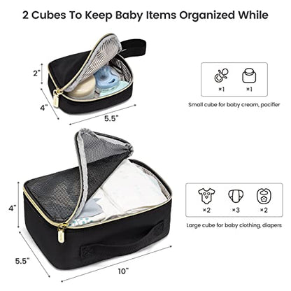 LOVEVOOK Diaper Bag Backpack with 2 Cubes, Quilted Baby Bag with Changing Pad & Pacifier Holder, Waterproof Travel Diaper Bags for Baby Boys Girls, Stylish and Large Capacity,5PCS Set, Black - color: Black-5pcs Set