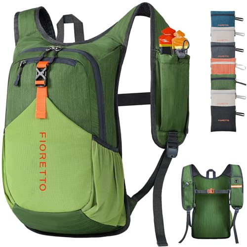 FIORETTO 15L Hiking Backpack for Women Men Mini Packable Backpack Lightweight Small Daypack for Camping Travel Outdoor, Green - color: Green, size: 15l
