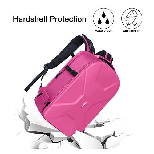 MOSISO Camera Backpack, DSLR/SLR/Mirrorless Photography Camera Bag 15-16 inch Waterproof Hardshell Case with Tripod Holder&Laptop Compartment Compatible with Canon/Nikon/Sony, Rose Red - color: Rose Red
