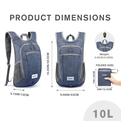 G4Free 10L/15L Hiking Backpack Lightweight Packable Hiking Daypack Small Travel Outdoor Foldable Shoulder Bag - color: Dark Blue, size: 10L