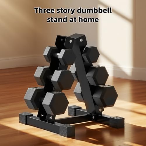 4-Tier Dumbbell Rack Stand, A-Frame Metal Weight Rack with Handle – Space-Saving Strength Training Dumbbell Storage for Home Gym - color: Black 3 Tier