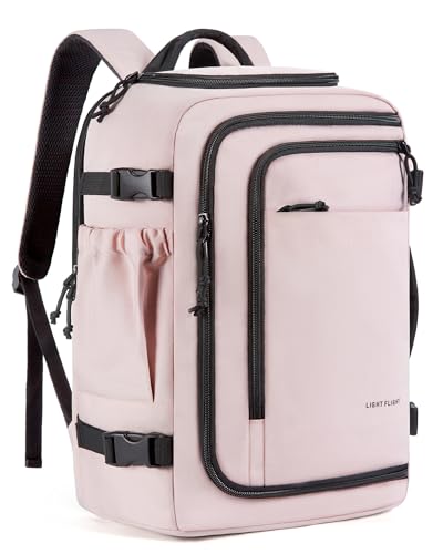 LIGHT FLIGHT Travel Backpack, TSA Friendly Flight Approved Carry on Backpack Water-resistant Lightweight Business Large Weekender Bag Casual Daypack 17.3" Laptop Backpack for Men Women, Pink - color: 03-pink