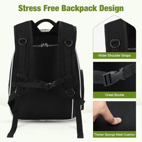 Lekereise Cat Backpack Carrier, Expandable Large Space Cat Bubble Backpack for Kitty Small Dog up to 18lbs, Transparent Pet Carrier for Travel, Hiking - color: Black