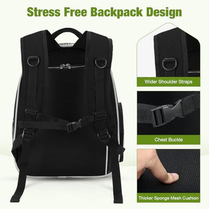Lekereise Cat Backpack Carrier, Expandable Large Space Cat Bubble Backpack for Kitty Small Dog up to 18lbs, Transparent Pet Carrier for Travel, Hiking - color: Black