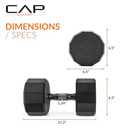 CAP Barbell Coated Dumbbell Weight | Multiple Options Pairs & Sets - size: 40 lb - Pair, style: 12-Sided - Black Handle