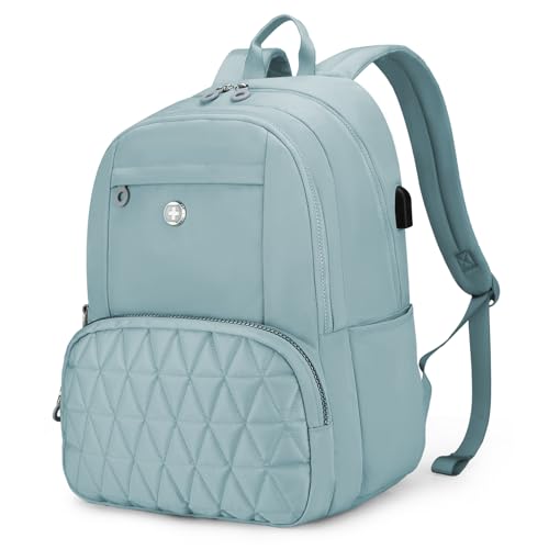 Swissdigital Design Backpack for Women, 15.6 inch Laptop College Teal Blue Medium Simple Modern Backpacks for School with USB Charging Port for Womens Girls | SD1711-14 - color: Teal Blue