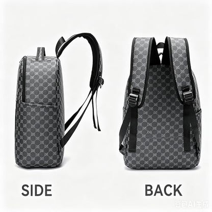 Fashion plaid backpack, lightweight commuting bag, shark mouth design, durable leather material suitable for work commuting (C3) - color: C3