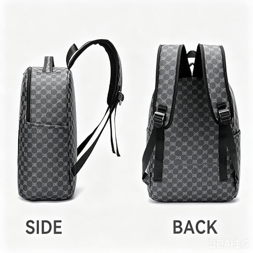 Fashion plaid backpack, lightweight commuting bag, shark mouth design, durable leather material suitable for work commuting (B2) - color: B2