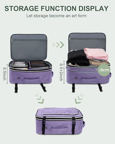 Travel Carry On 17.5" Laptop Expandable Backpack for Men Women, Personal Item Bag Waterproof Airline Approved with USB Charging Hole 3 Packing Cubes, Large Weekender Daypack Business Luggage Suitcase - color: Purple, size: Expandable