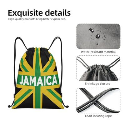 Jamaican Flag Jamaica Drawstring Bags Backpack Bag Sport Gym Sack String Bag Yoga Dance Travel Bag For Men Women - color: Black44