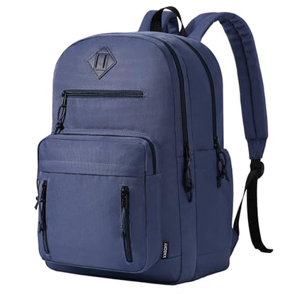 VASCHY School Backpack,Two Compartments Daypack Bookbag Schoolbag for High School Teen Boy Girls/College/Work/Men Women Navy - color: Navy