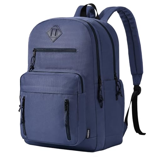 VASCHY School Backpack,Two Compartments Daypack Bookbag Schoolbag for High School Teen Boy Girls/College/Work/Men Women Navy - color: Navy