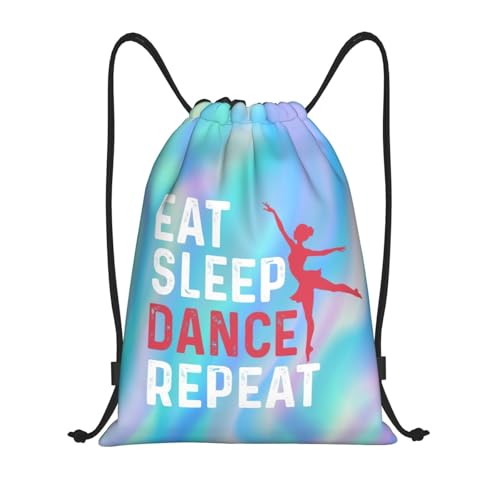 Gianlaima Eat Sleep Dance Repeat Ballet Drawstring Backpack Sport Gym Sack Yoga Dance Travel Bag For Men Women - color: Black13