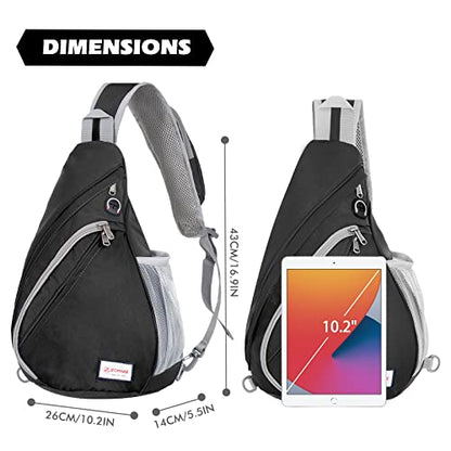 ZOMAKE Sling Bag,Small Crossbody Sling Backpack,Water Resistant Shoulder Daypack for Travel,Anti Thief Chest Bag for Hiking(Black) - color: Black