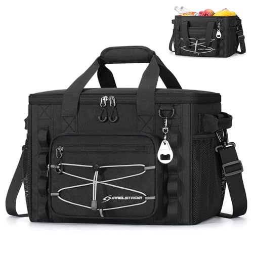Maelstrom Soft Sided Cooler Bag, 30/40 Can Collapsible Insulated Ice Chest, Large Leakproof Portable Storage for Camping, Travel, Kayaking & Beach - color: 1.Black, size: 40 Can