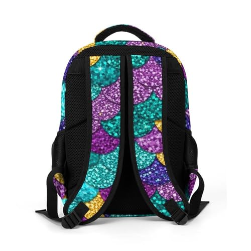 Casual Laptop Backpack Purse Colorful Mermaid Fish Scales, Cute Travel Bag with Tumbler Holder for Nurse Teacher College Commute - color: Pattern (343)