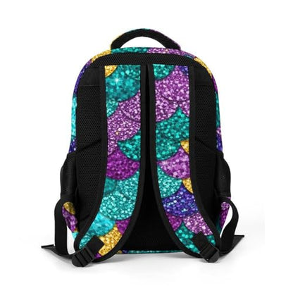 Casual Laptop Backpack Purse Colorful Mermaid Fish Scales, Cute Travel Bag with Tumbler Holder for Nurse Teacher College Commute - color: Pattern (343)