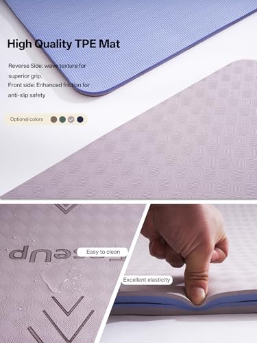 EaseUp Large yoga mat,73’x35.5’x0.4’,extra thick and wide,10mm pilates mat,non-slip exercise mat,workout mats for home gym - color: Dusty Purple