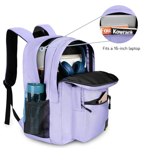 Goloni Lightweight Laptop Backpack 1.1Lbs, 26L Wear-Resistant Water Resistant Backpack with Laptop Compartment for Men Women - color: Light Purple