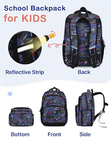 VASCHY Kids Backpacks, 12L Toddler & 17.5L School Backpacks, Lightweight Water-Resistant for Boys and Girls Ages 3-12 - color: Racing Blue-l, size: Large