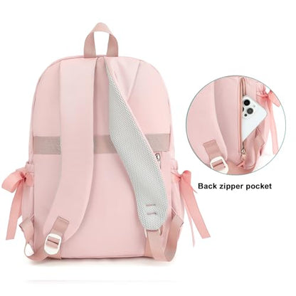 Girls High Middle School Backpack with Bows for Kids Kawaii Coquette Bookbag 5-12 - color: Black, size: Large (17"h)