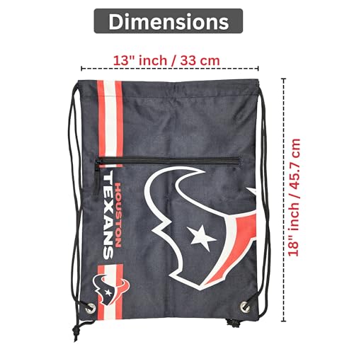 FOCO Houston Texans NFL Drawstring Backpack with Zippered Pocket — Officially Licensed, Cordura Nylon - color: Houston Texans