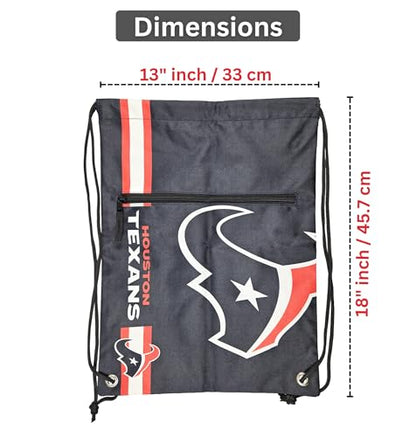 FOCO Houston Texans NFL Drawstring Backpack with Zippered Pocket — Officially Licensed, Cordura Nylon - color: Houston Texans