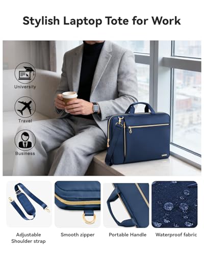 Laptop Case Bag Women Men Computer Sleeve Compatible with MacBook/Dell/HP/Acer/ASUS/LG, Waterproof Shoulder Carrying Briefcase, Blue, 14-14.5 Inch - color: Blue, size: 14 inch