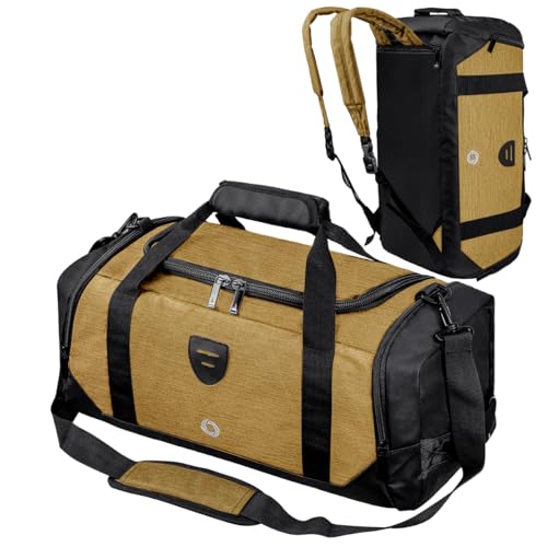 Gym Duffle Bag Backpack Waterproof Sports Duffel Bags Travel Weekender Bag for Men Women Overnight Bag with Shoes Compartment Black - color: Khaki-A, size: Medium 45L