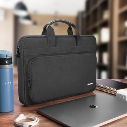 NIDOO 13 Inch Laptop Briefcase Shoulder Bag Sleeve for 14" MacBook Pro M3 M2 / 13.6" Macbook Air / 13.5" Surface Laptop 5 4/14" IdeaPad Flex 5 / ThinkPad E14 T14 / HP Pavilion x360 / Latitude 7440 - color: Black, size: 13 - 14 inch