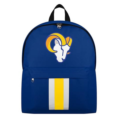 FOCO NFL Officially Licensed Team Color Primary Logo Solid Stripe Football School Bag Travel Backpack - Los Angeles Rams - Blue - color: Los Angeles Rams