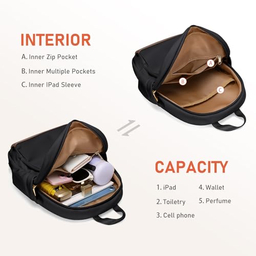 TENSTAR Mini Backpack for Women Stylish Convertible Back Pack Purse, Light Weight Daypack Purses Daily Backpack Cute Bookbag for College Travel, Black - color: Black