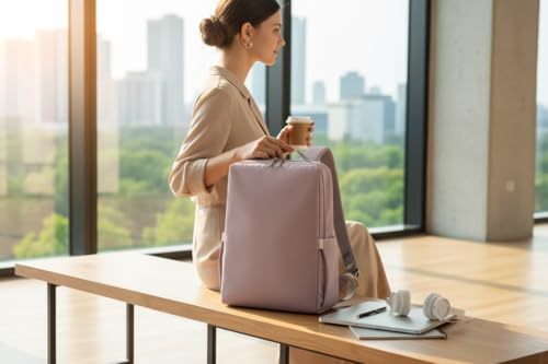Tristan Home Minimalist Travel Backpack, Laptop Bag, Formal, Casual, Lightweight, Water-Resistant, Large (Muted Purple) - color: Muted Purple