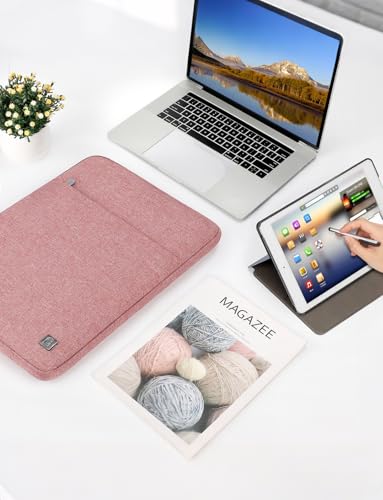 DOMISO Laptop Case Laptop Sleeve Cover Compatible with 14 inch MacBook Pro M4/M3/M2/M1 Pro/Max 2024-2021, Compatible with 13.3 inch HP Dell ASUS Lenovo Notebook, Water-Resistant Bag with Pocket, Pink - color: Pink, size: 13-13.3 inch