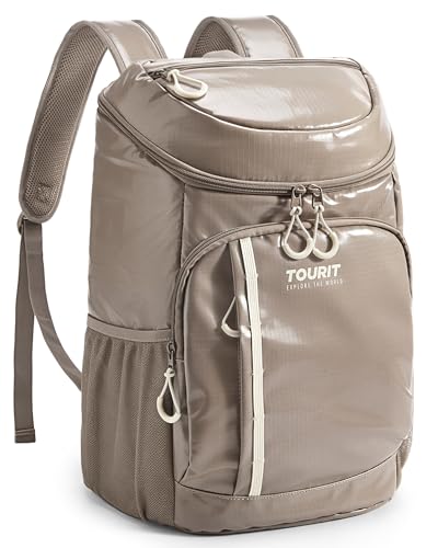TOURIT Backpack Cooler Insulated 30 Cans, Lightweight Leak Proof Travel Cooler Bag, Soft Waterproof Cooler Backpack for Men Women, Camping Hiking Beach Travel Picnic - color: 02-Brown