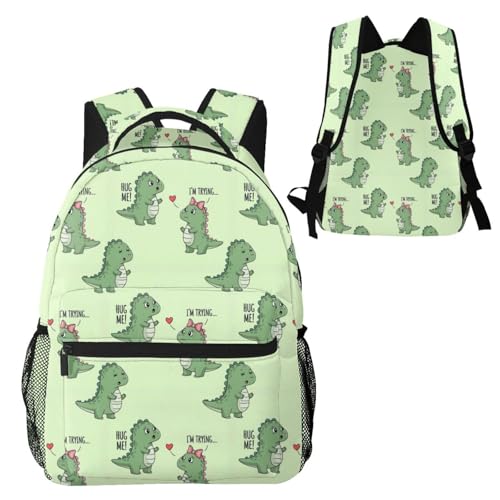 Multi Purpose Gym Backpack Dinosaur Lovers Couple Hug, Casual Daypack with Inner Pocket and Mesh Side Pockets for Sports and Weekend Trips - color: Pattern (750)