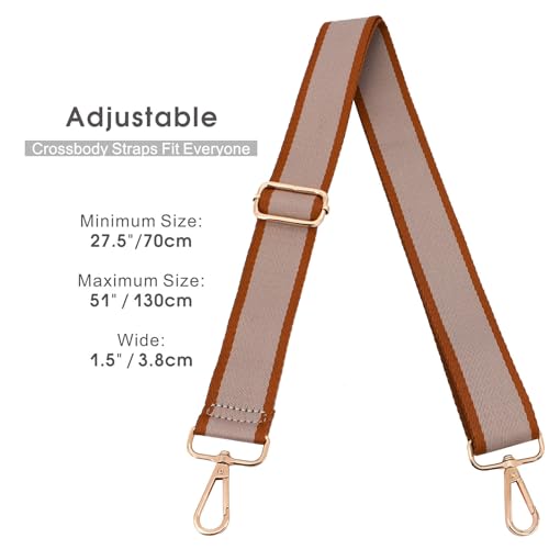 Replacement Purse Strap Shoulder Strap Adjustable Crossbody Strap for Women Crossbody Wide Shoulder Bag - color: Earth Tone+gold Metal