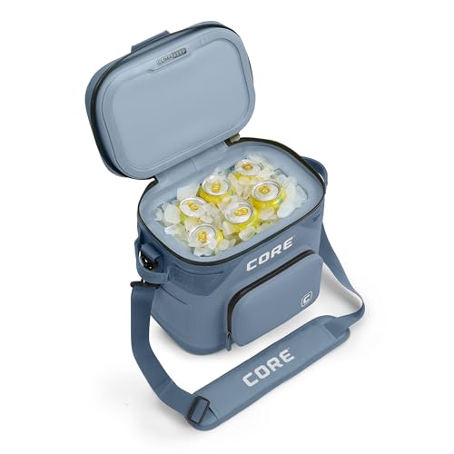 CORE Magnetic Leak Proof Soft Cooler with Waterproof Zipper | Insulated Bag Portable Ice Chest Box | Best Soft Cooler for Food & Beverages for Tailgating, Car Camping, Travel, and Family Beach Picnics - color: Steel Blue, size: 12 Can