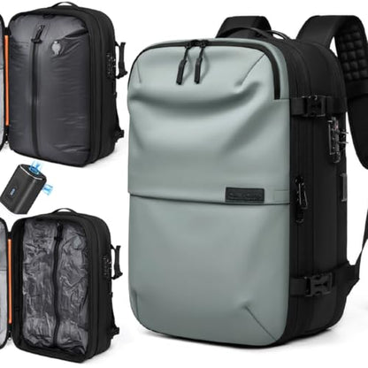 AirVault Vacuum Seal Travel Backpack 60L with Expandable HyperSeal Air Compression Vacuum System Water Resistant TSA Lock (Vacuum Pump Included, Mint Green, 60L) - color: Mint Green