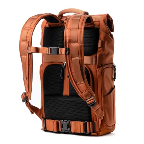 Think Tank FocusPoint 22L RollTop Camera Backpack - Urban Rust: Expandable Travel & Camera Backpack with Laptop Sleeve, Quick Side and Back Access, Rain Cover – Versatile Photography & Travel Bag - color: Urban Rust, size: 22 Liters